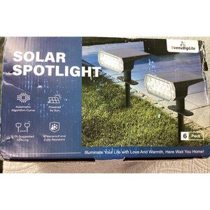 BvenuBigLite Solar-Powered Outdoor Spotlights 6-Pack*5-7 ft Space*LED Lights*NWB